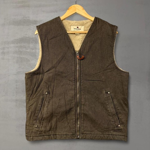 Woolrich Other - Vintage Woolrich Vest Brown Canvas Sherpa Lined Full Zip Workwear Medium